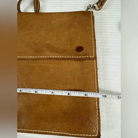 Vintage Le sac Crossbody Bag Tan Leather Messenger Boho Festival Indie Grunge - Picture 5 of 10